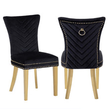 Load image into Gallery viewer, Galaxy Home Eva Gold Legs Dining Chair (Set of 2) in Black image