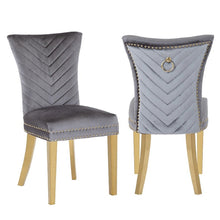 Load image into Gallery viewer, Galaxy Home Eva Gold Legs Dining Chair (Set of 2) in Grey image