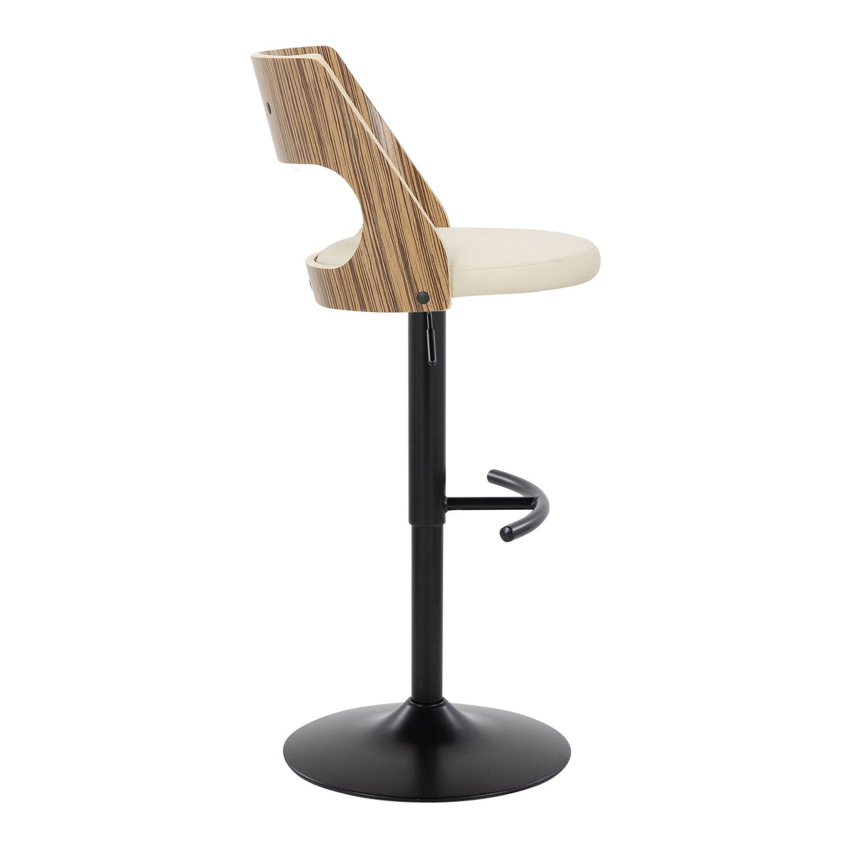 Cecina - Contemporary Adjustable Barstool With Swivel With Rounded T Footrest (Set of 2) - Black / Zebra / Cream - Ego Home Furniture