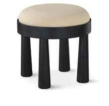 Load image into Gallery viewer, Larea - Linen Textured Fabric Ottoman - Black Base