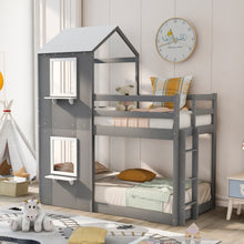 Load image into Gallery viewer, Bunk Bed Wood Bed & Roof, Window, Guardrail, Ladder