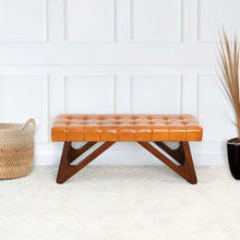 Load image into Gallery viewer, Mia - Bench With Buttons - Brown / Rustic