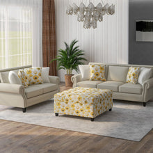 Load image into Gallery viewer, Floral Storage Ottoman With Traditional Design - Gold