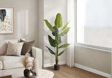 Load image into Gallery viewer, 59" Tall, Artificial Plant, Strelitzia Tree, Indoor, Faux, Fake, Floor, Greenery, Potted, Real Touch, Decorative - Green / Black