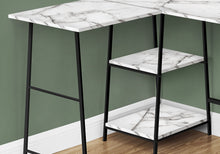 Load image into Gallery viewer, Computer Desk, Home Office, Corner, Storage Shelves, L Shape, Work, Laptop, Marble Look Laminate, Contemporary, Modern