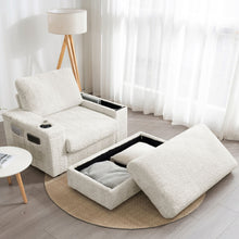 Load image into Gallery viewer, Oversized Chaise Lounge Indoor Rabbit Fur Sofa Bed With Storage Ottoman And Armrests Cup Holders With Deep Seat
