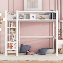 Load image into Gallery viewer, Loft Bed With 4 Tier Shelves And Storage