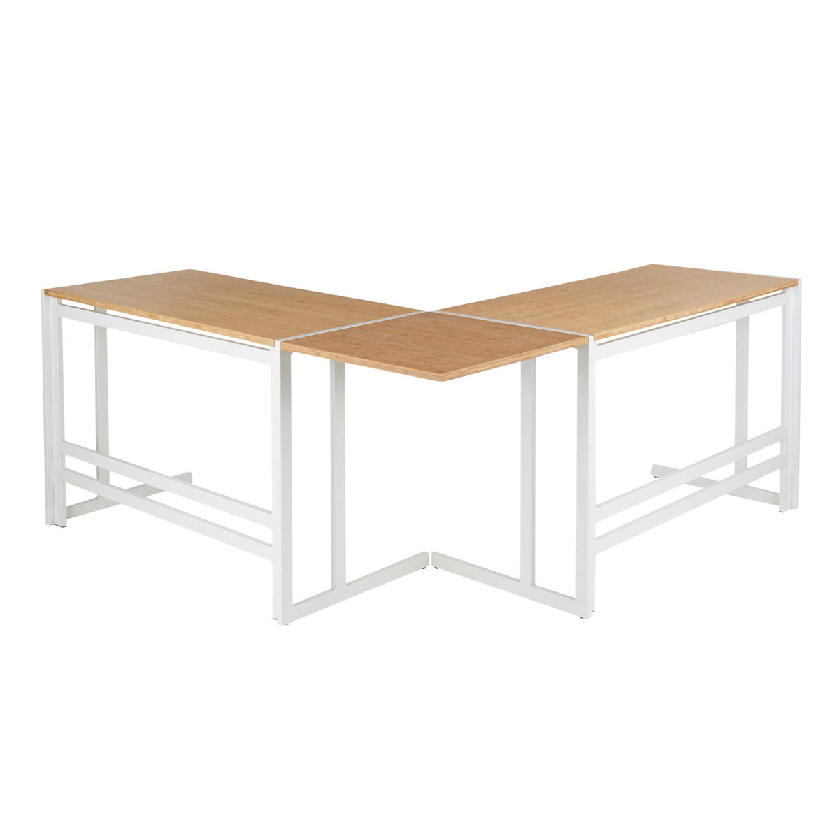 Roman - Industrial L Shaped Desk - White / Natural - Ego Home Furniture