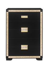Load image into Gallery viewer, Blake - 4 Piece Full Bedroom Set (Bed With Lamps, Dresser, Mirror, Nightstand) - Black / Gold