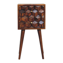 Load image into Gallery viewer, Mini Cube Carved 2 Drawer Nightstand