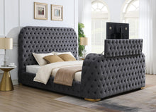 Load image into Gallery viewer, B541 - Velvet Bed With Fireplace, TV Mount & Bluetooth Speaker & USB