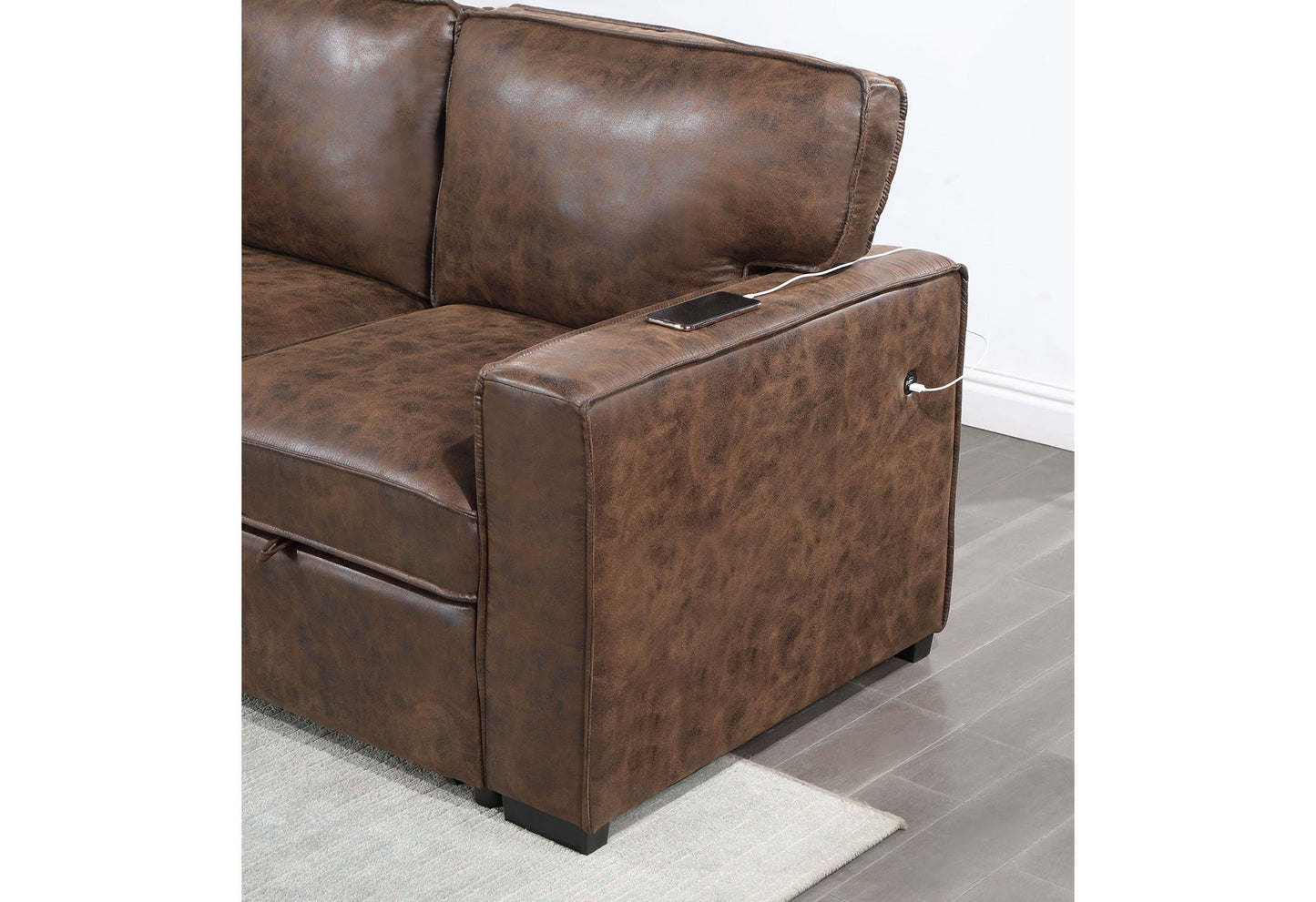 U0203 - Reversible Chaise With Storage - Coffee