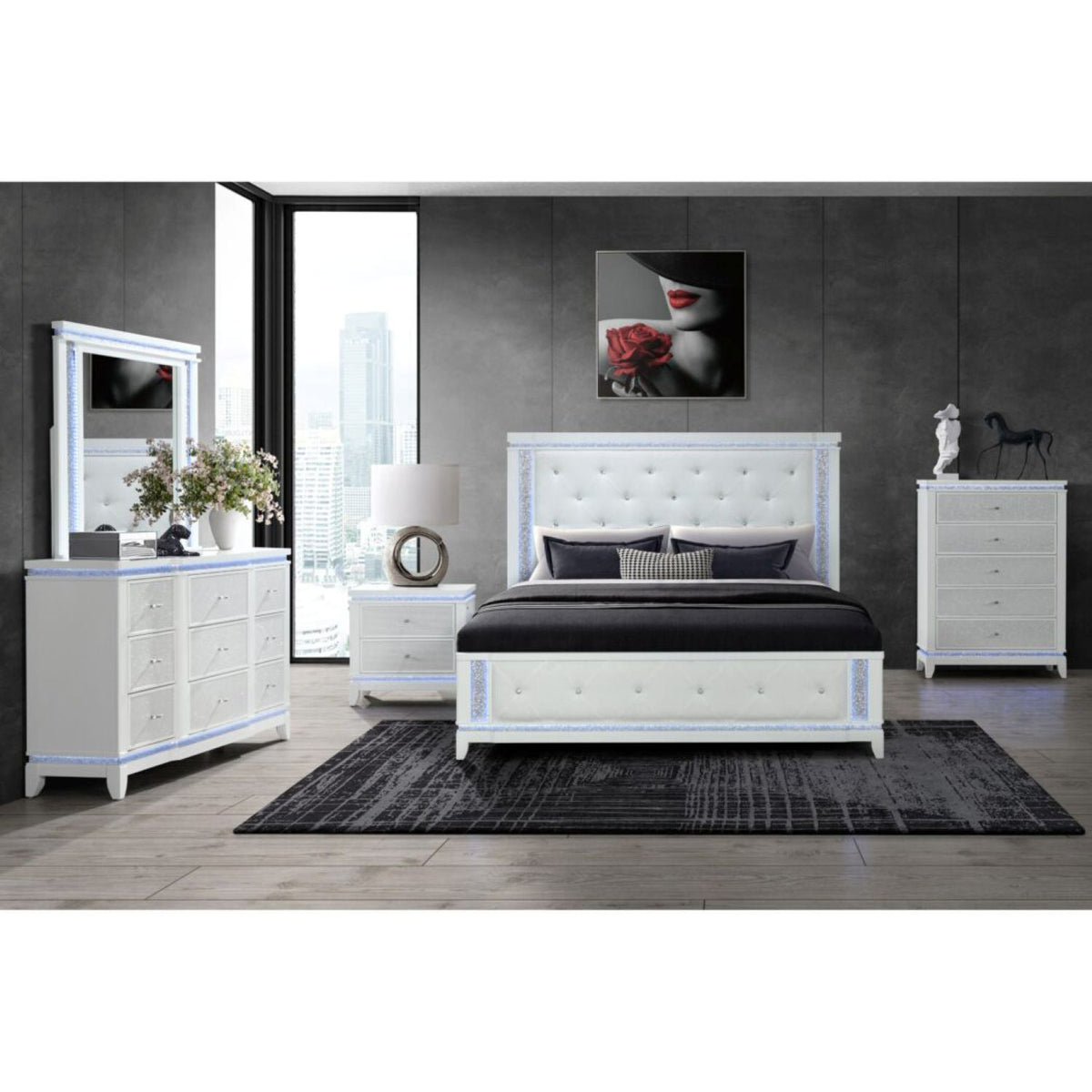 Adalid - Contemporary Bed With LED Lights