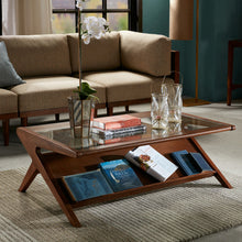 Load image into Gallery viewer, Coffee Table With Tempered Glass Top - Walnut
