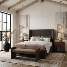 Load image into Gallery viewer, Hickory - Fabric Upholstered Bench - Brown Frame