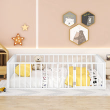 Load image into Gallery viewer, Metal Floor Bed Frame With Fence And Door