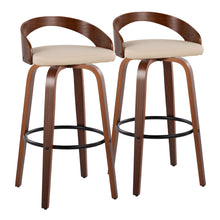 Load image into Gallery viewer, Grotto - Mid Century Modern Fixed Height Barstool & Swivel With Round Footrest (Set of 2)