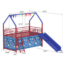 Load image into Gallery viewer, Jack - House Loft Bed With Slide And Curtain Set