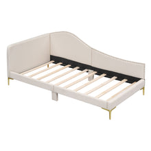 Load image into Gallery viewer, Upholstered Daybed With Headboard And Armrest, Support Legs