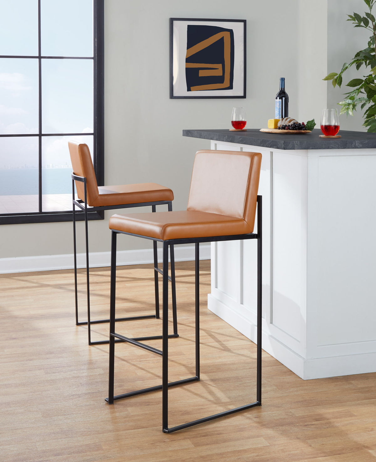 Fuji - Contemporary High Back Barstool Elegant Design - Ego Home Furniture