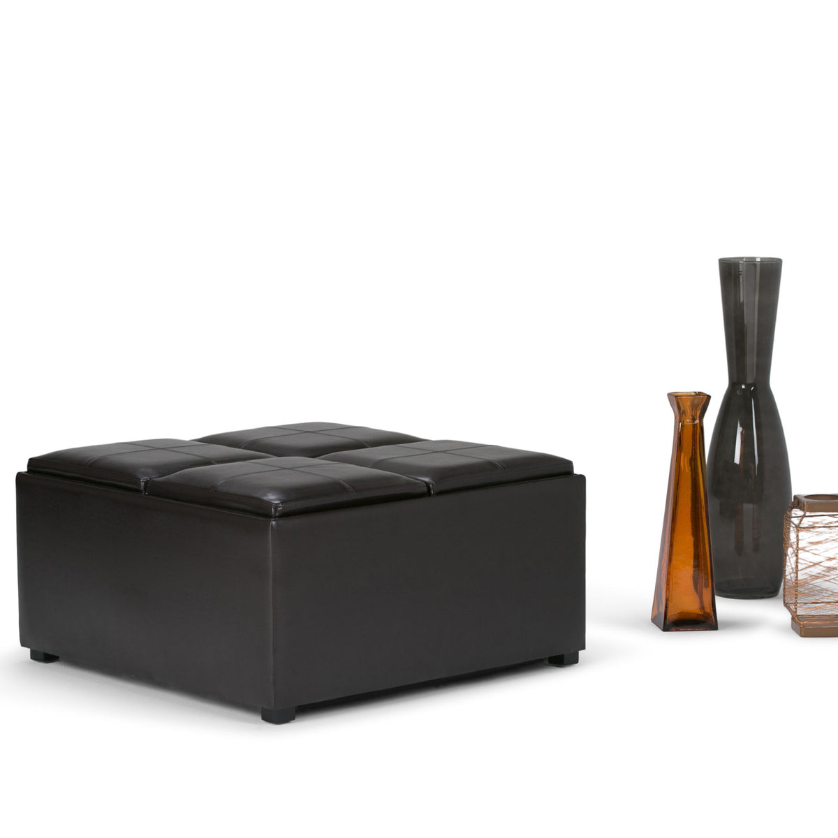 Avalon - Square Coffee Table Storage Ottoman - Tanners Brown - Ego Home Furniture