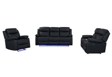 Load image into Gallery viewer, U6026 - 3 Piece Living Room Set (72A Reclining Sofa, Console Reclining Loveseat With LED And Speaker, Glider Recliner) - Black