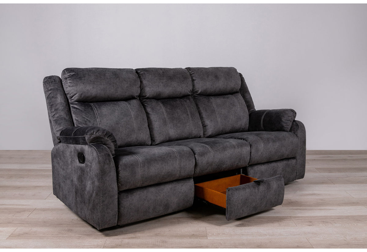 U7303 - 3 Piece Living Room Set (Recliner Sofa / Console Power Recliner Loveseat / Glider Recliner) - Granite