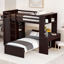 Load image into Gallery viewer, Loft Bed With A Stand Alone Bed, Shelves, Desk, And Wardrobe