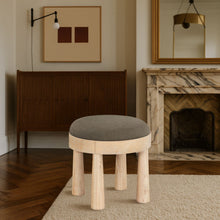 Load image into Gallery viewer, Larea - Linen Textured Fabric Ottoman - Natural Base