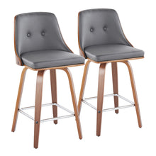 Load image into Gallery viewer, Gianna - Mid Century Modern Fixed Height Counter Stool With Swivel With Square Footrest (Set of 2)