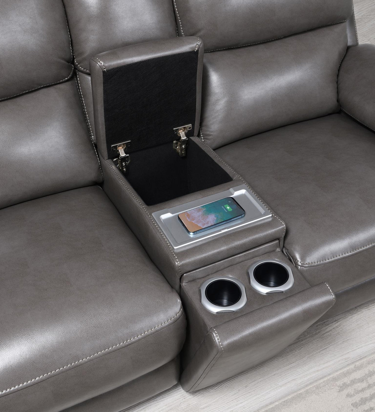 U108 - Reclining Sofa (Gel Faux Leather) - Gray