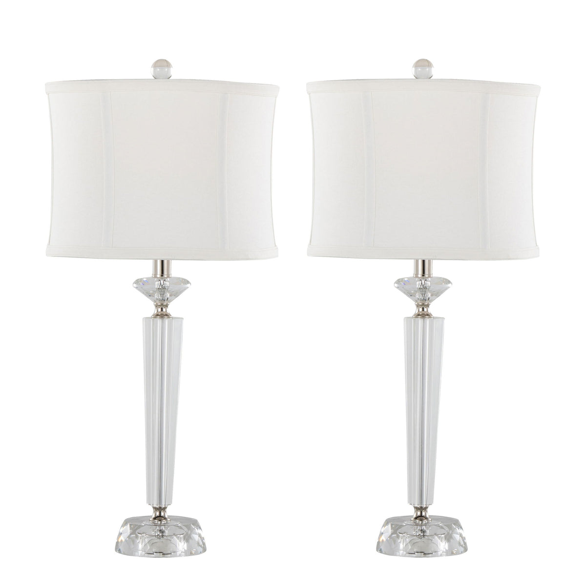 Diamond - Torch Contemporary Crystal Table Lamp (Set of 2) - Clear / Off White / Polished Nickel - Ego Home Furniture