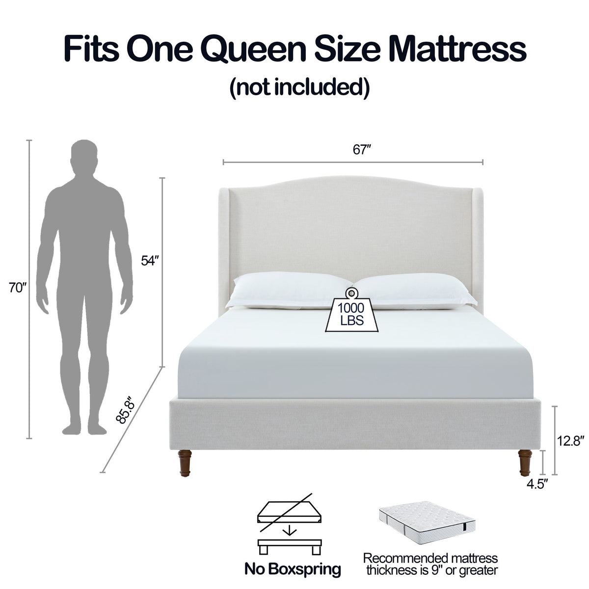 Minimalist Designs Upholstered Wingback Bed With Tall Headboard - Ego Home Furniture