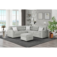 Load image into Gallery viewer, Emiliano - Sectional Sofa With 3 Pillows And Storage Ottoman - Nickel