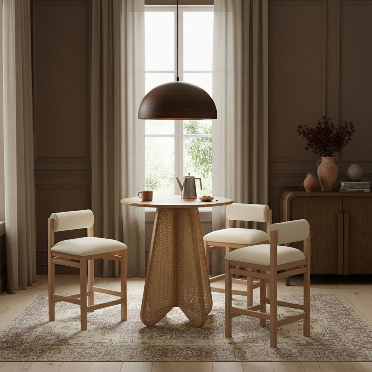 Butterfly - Solid Wood And Natural Cane Table With Natural Top