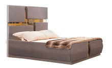 Load image into Gallery viewer, Galaxy Home Lorenzo Gold Detailed Tufted Upholstery King Bed in Grey image