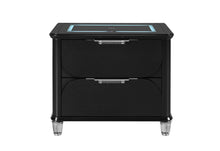 Load image into Gallery viewer, LANDO BLACK NIGHTSTAND WITH SPEAKER AND WIRELESS CHARGING PLATFORM