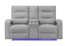 Load image into Gallery viewer, U6611 GREY 15 POWER CONSOLE RECLINING LOVESEAT WITH LED
