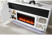 Load image into Gallery viewer, AVEENA WHITE 76" ENT UNIT WITH TV, LED, SPEAKERS, CRYSTAL AND POP-UP