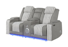 Load image into Gallery viewer, U8000 GREY PWR CONSOLE REC LOVESEAT W/PHR, LED AND SPEAKER