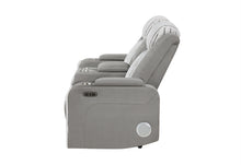 Load image into Gallery viewer, U8000 GREY PWR CONSOLE REC LOVESEAT W/PHR, LED AND SPEAKER