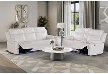 Load image into Gallery viewer, U6026 BLANCHE WHITE REC SOFA/CONSOLE REC LOVESEAT WITH LED & SPEAKER