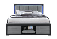 Load image into Gallery viewer, EMMA BLACK/GREY KING BED WITH LED AND USB