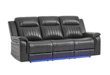 Load image into Gallery viewer, U8879 BLANCHE CHARCOAL PWR REC SOFA W/LED & GLOBAL SURROUND SYSTEM
