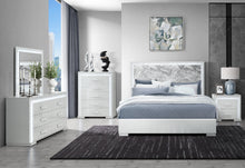 Load image into Gallery viewer, NAOMI SILVER MARBLE KING BED WITH LED