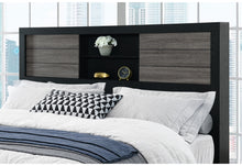 Load image into Gallery viewer, LISBON GREY/BLACK BOOKCASE FULL BED