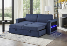 Load image into Gallery viewer, U0211 NAVY PULL OUT SOFA BED WITH LED ACRYLIC SHELVES AND SPEAKERS