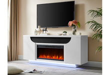 Load image into Gallery viewer, AILEEN WHITE 76" ENT UNIT W/LED, SPEAKERS, CRYSTAL AND POP-UP DOORS