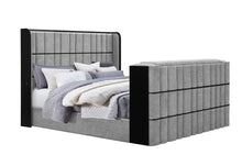 Load image into Gallery viewer, ISABELLA GREY KING BED W/LED, TV LIFT, SPEAKER AND FIREPLACE
