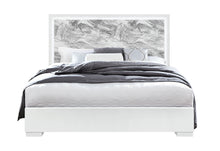 Load image into Gallery viewer, NAOMI SILVER MARBLE KING BED WITH LED